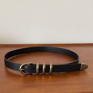 Banana Republic Black Belt with Gold Buckle